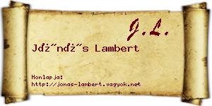 Jónás Lambert névjegykártya